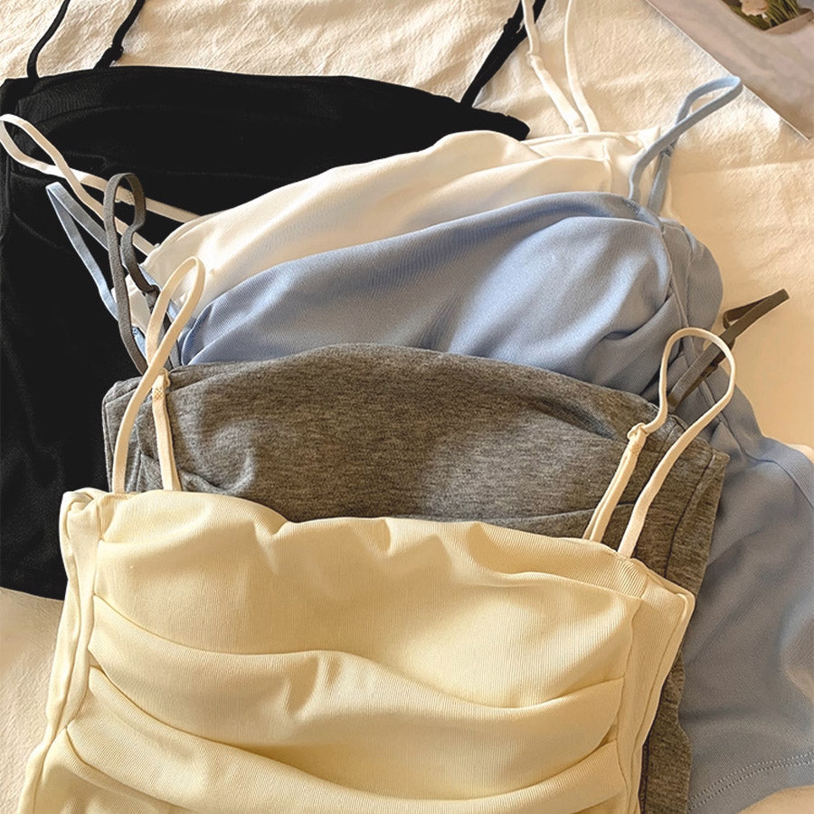 ショッピングゴー shoppinggo キャミソール カップ付 キャミタンクトップ ブラ 白 黒 パット付 インナー 結婚式 見せブラトップ ブラカバー (グレー) グレー