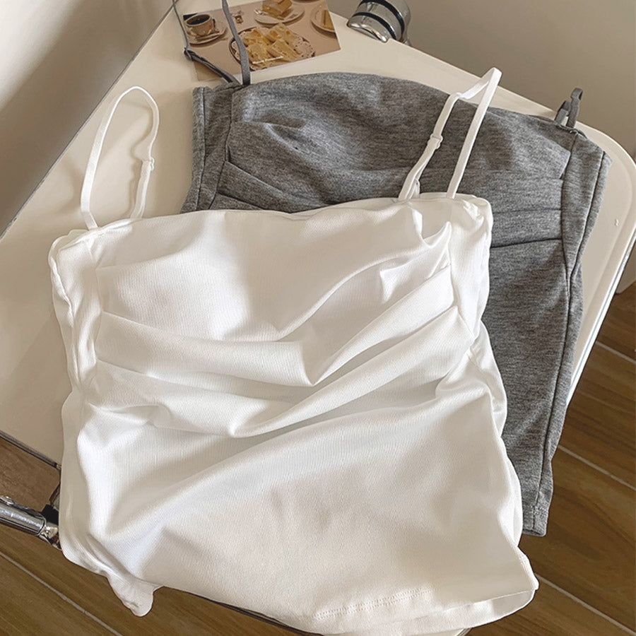 ショッピングゴー shoppinggo キャミソール カップ付 キャミタンクトップ ブラ 白 黒 パット付 インナー 結婚式 見せブラトップ ブラカバー (グレー) グレー