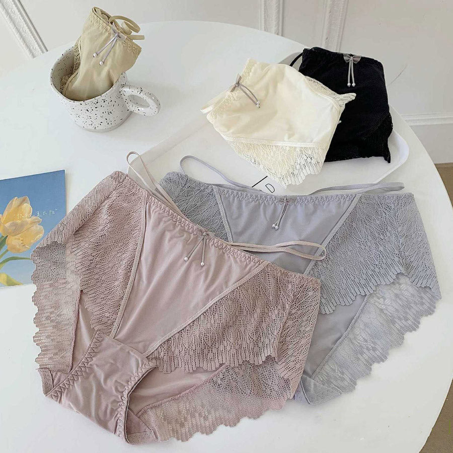 ショッピングゴー shoppinggo レースショーツ 花柄 リボン セクシー ショーツ単品 パンティ 薄型 総レース 透け感 下着 ランジェリー シースルー ふんどしパンツ 【返品不可商品】 (ブラック) ブラック