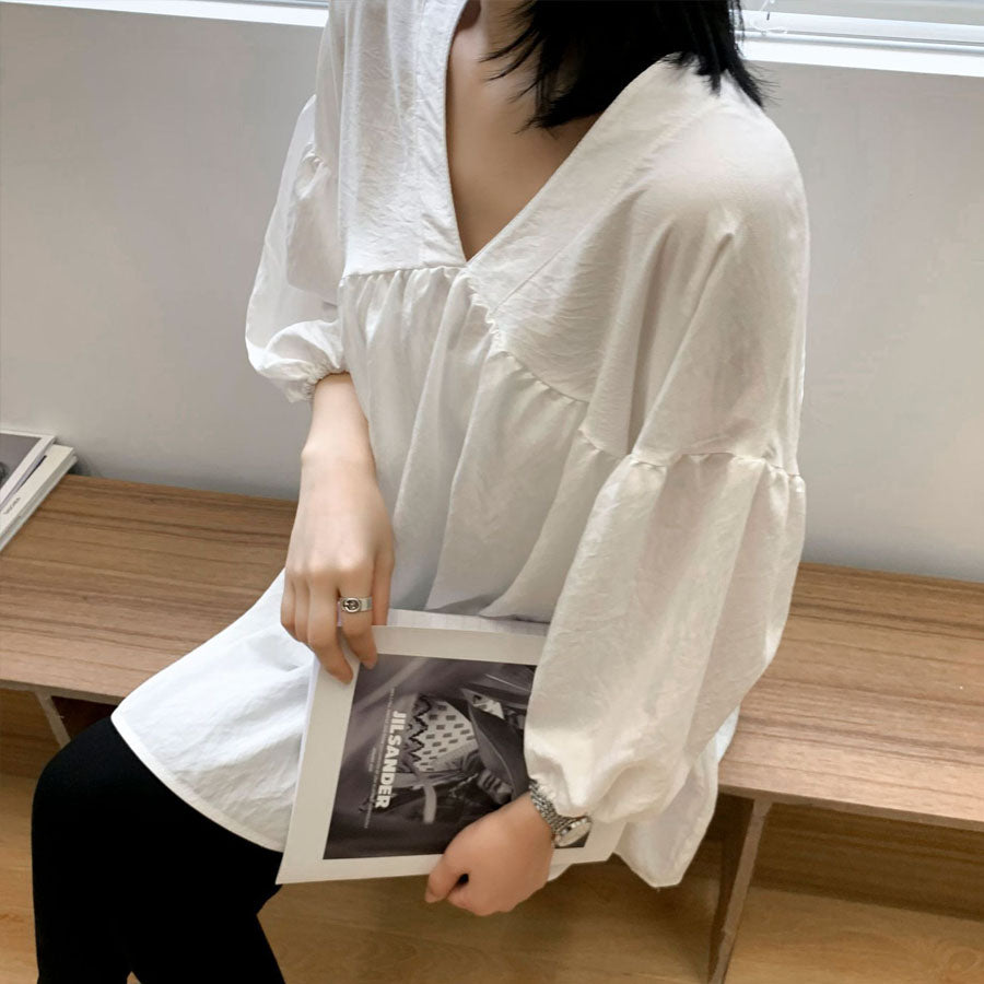 ショッピングゴー shoppinggo シャツ 秋服ブラウス Vネック スキッパーブラウス オフィスカジュアル 半袖 ブラウス 可愛い 洗える おしゃれ 韓国風 フォーマル 通勤OL (ブラック) ブラック