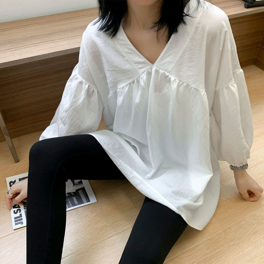 ショッピングゴー shoppinggo シャツ 秋服ブラウス Vネック スキッパーブラウス オフィスカジュアル 半袖 ブラウス 可愛い 洗える おしゃれ 韓国風 フォーマル 通勤OL (ブラック) ブラック