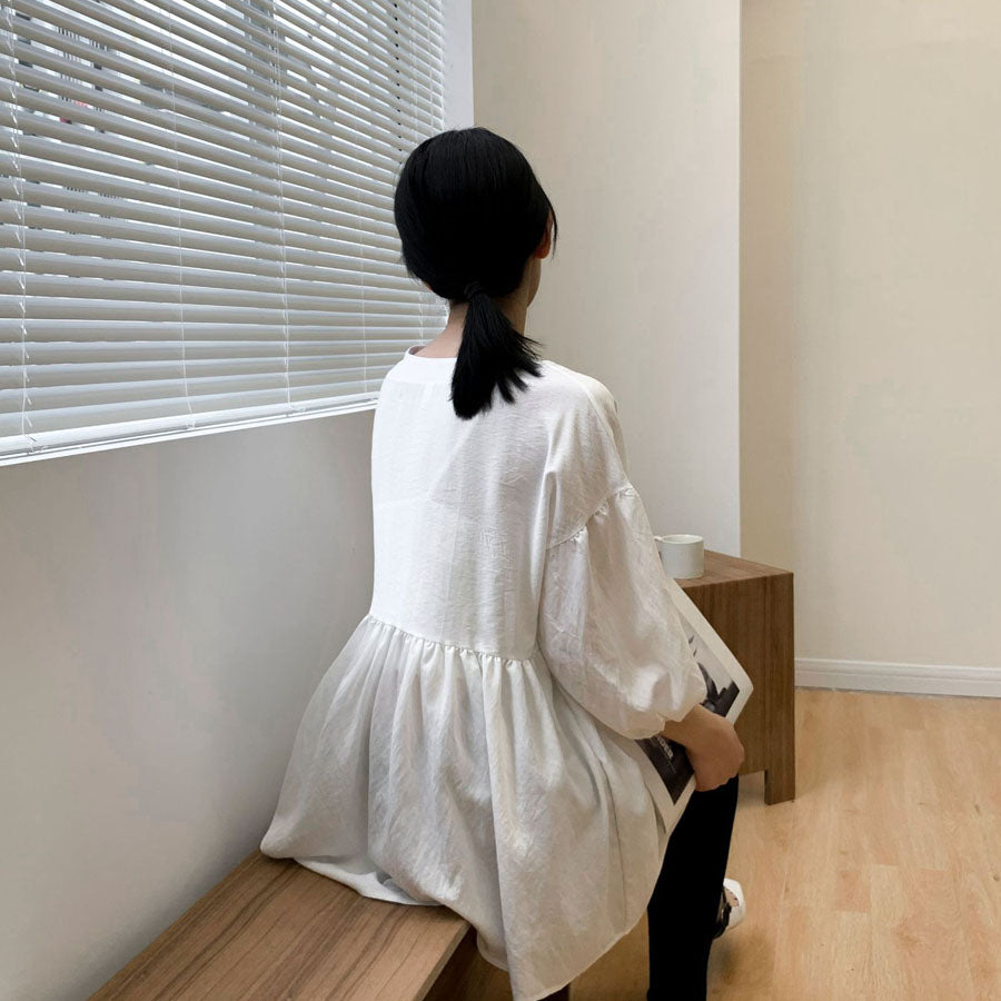 ショッピングゴー shoppinggo シャツ 秋服ブラウス Vネック スキッパーブラウス オフィスカジュアル 半袖 ブラウス 可愛い 洗える おしゃれ 韓国風 フォーマル 通勤OL (ブラック) ブラック