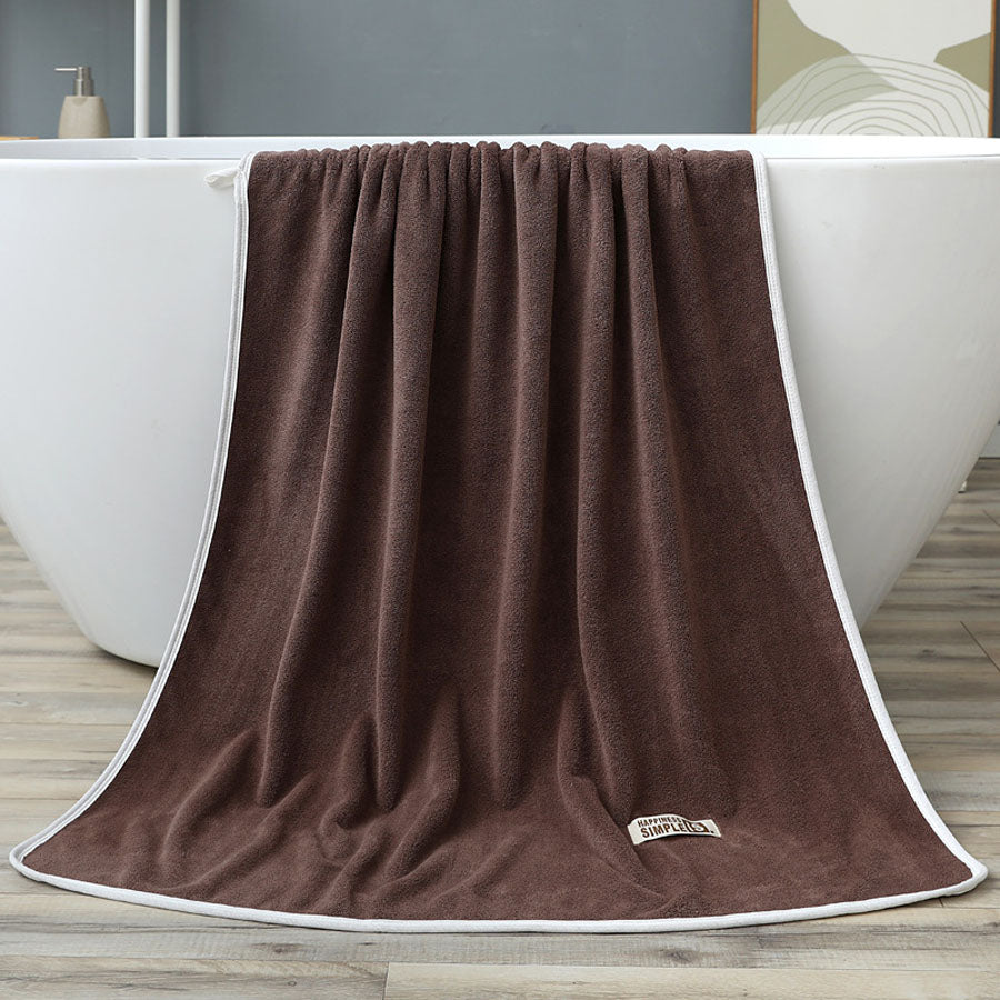 ショッピングゴー shoppinggo 大判バスタオル 大判 吸水タオル 速乾タオル おしゃれ シンプル 無地 吸水 速乾お風呂 洗面 プール ジム スイミング 水泳 洗い替え時短 (ブラウン) ブラウン