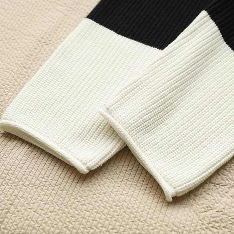 ショッピングゴー shoppinggo ニットセーター ボーダー柄 シンプル レディース ニット ゆったり ニットソー 着痩せ ボーダー柄 ファッション (ホワイトブラック) ホワイトブラック