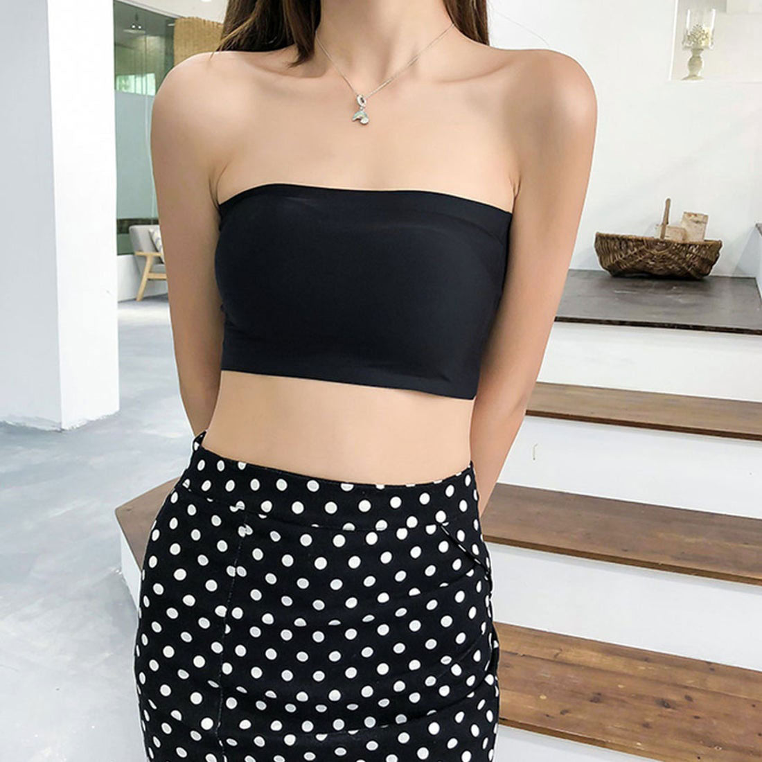 ショッピングゴー shoppinggo 夏服 ブラトップ カップ付きキャミソール チューブトップブラ セクシー パット付 インナー 韓国ファッション