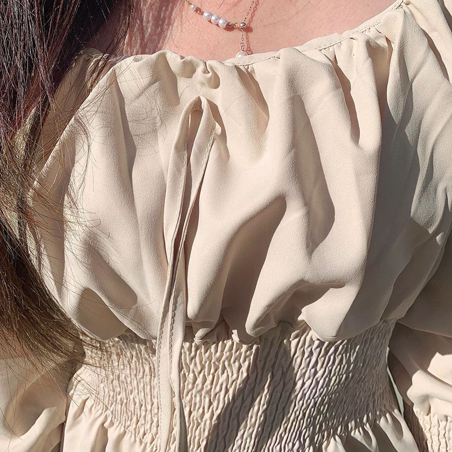 ショッピングゴー shoppinggo ブラウス レディース シャツ スクエアネックシャツ パフスリーブトップス オシャレブラウス 韓国風 大人可愛い