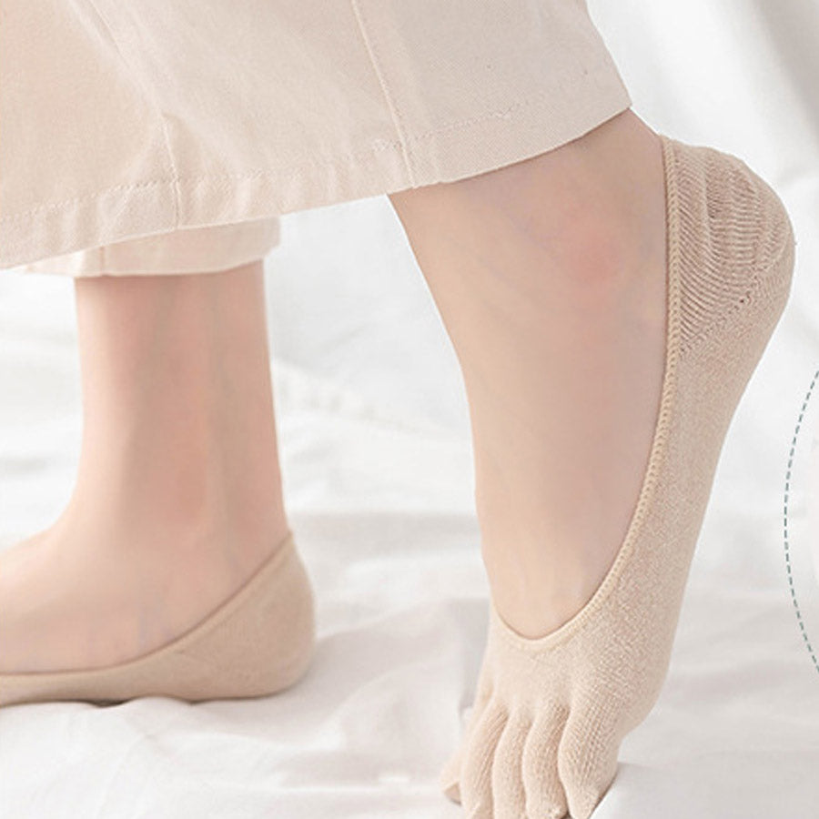 Shoppinggo shoppinggo 5-toe socks, plain socks for women, anti-odor, foot covers, shallow fit