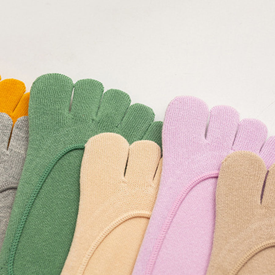 Shoppinggo shoppinggo 5-toe socks, plain socks for women, anti-odor, foot covers, shallow fit