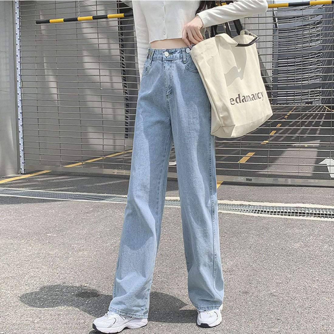 ショッピングゴー shoppinggo 美脚ストレートパンツ 着やせ セミワイドパンツ ボタン調整 ジーパン 高く見え ロングズボン オシャレ カジュアルパンツ