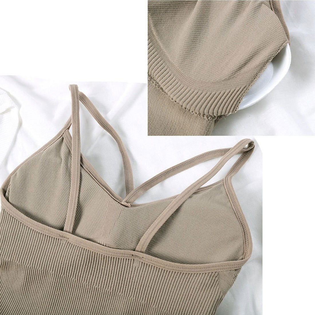 ショッピングゴー shoppinggo 夏服 カップ付きキャミソール キャミタンクトップ セクシー 胸元 無地 ブラ 白 黒 パット付 へそ出し インナーブラ (グリーン) グリーン