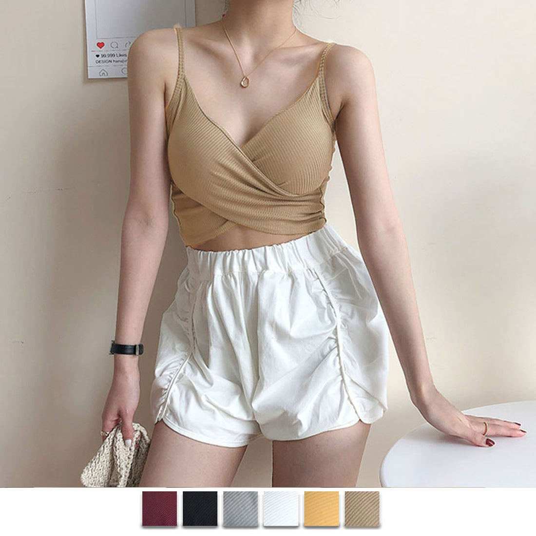 ショッピングゴー shoppinggo 夏服 カップ付きキャミソール キャミタンクトップ ブラ 白 黒 パット付 見せブラトップ ブラカバー ブラトップ 背中見せブラ (ベージュ) ベージュ