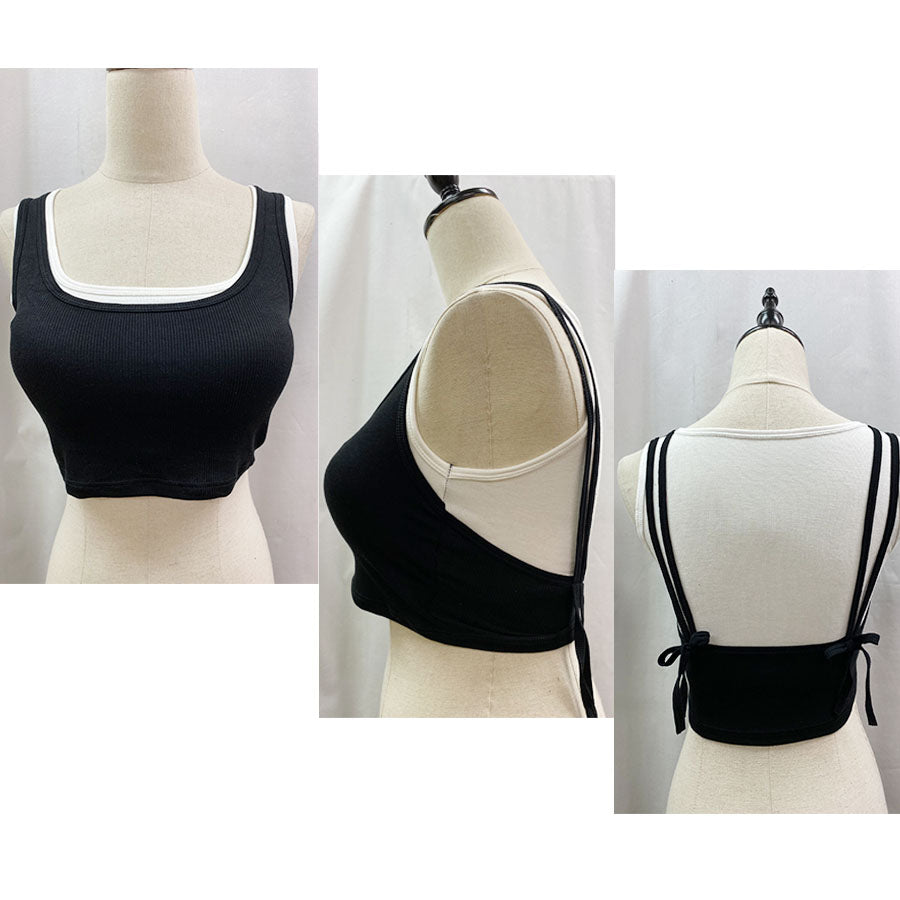 ショッピングゴー shoppinggo タンクトップ キャミソール レディーストップス 運動着 レイヤード ヨガ ジム ミニ丈 スクエアネック ノースリーブ  アウトドア