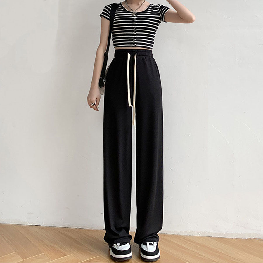 ショッピングゴー shoppinggo ワイドパンツ サマーパンツ ストレート ウエストゴム パンツ ズボン ゆったり リラックスパンツ ボトムス ガウチョパンツ