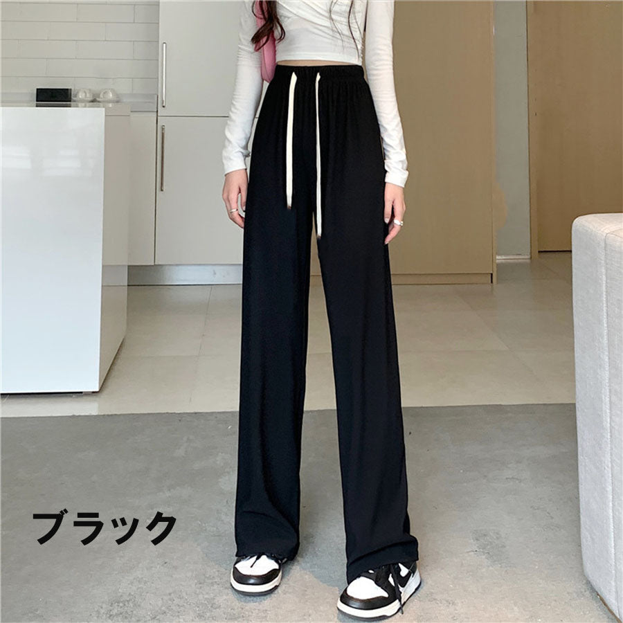 ショッピングゴー shoppinggo ワイドパンツ サマーパンツ ストレート ウエストゴム パンツ ズボン ゆったり リラックスパンツ ボトムス ガウチョパンツ
