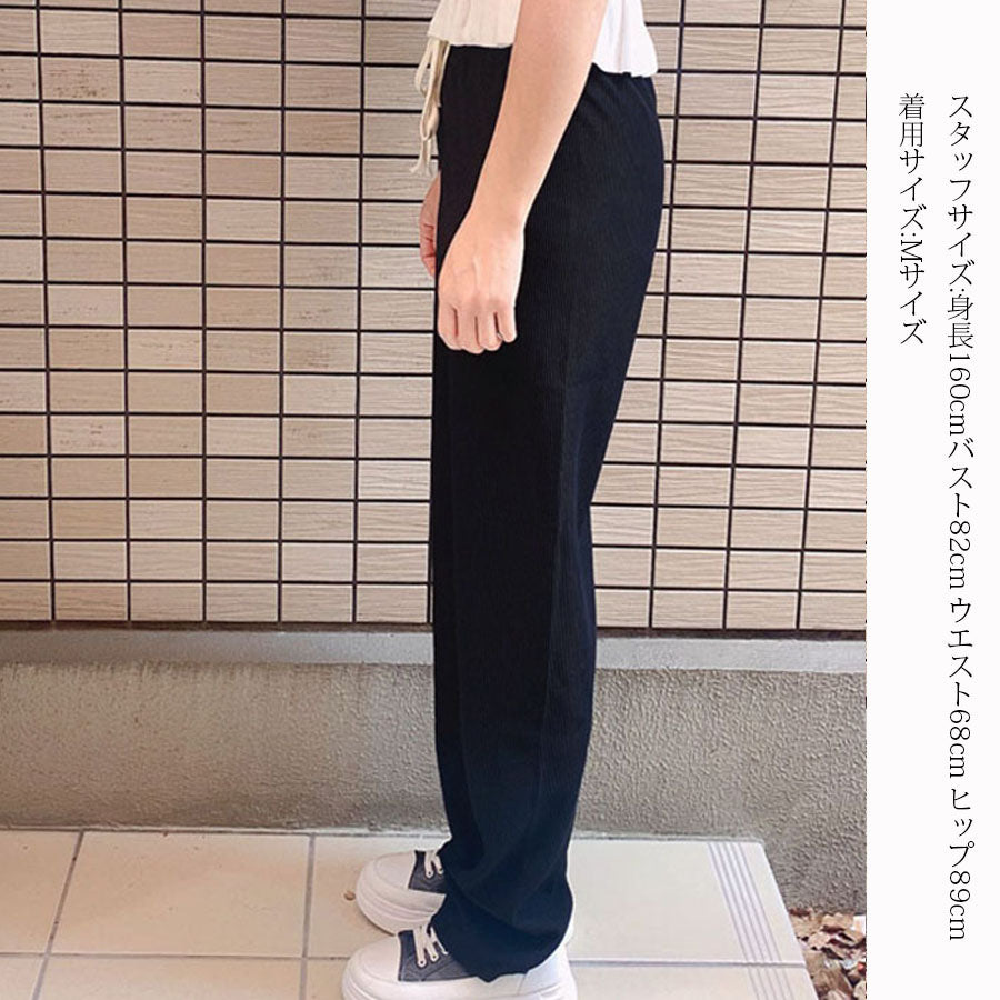 ショッピングゴー shoppinggo ワイドパンツ サマーパンツ ストレート ウエストゴム パンツ ズボン ゆったり リラックスパンツ ボトムス ガウチョパンツ