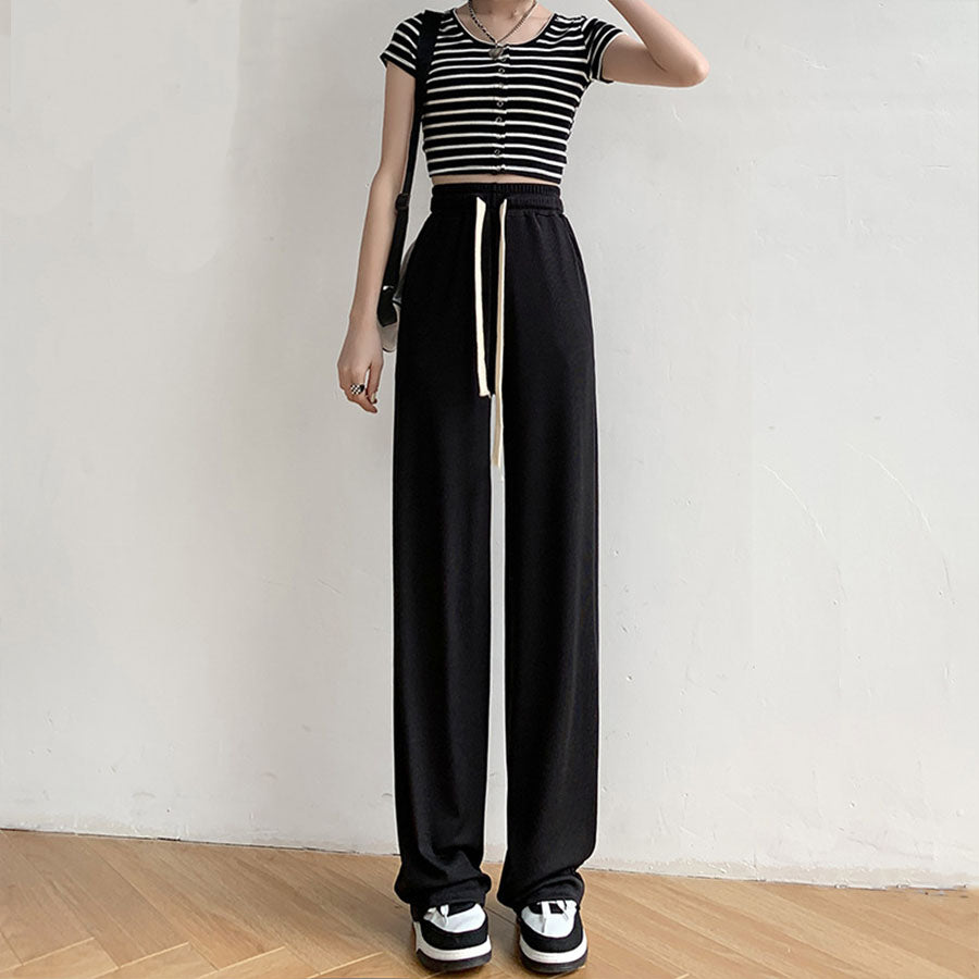 ショッピングゴー shoppinggo ワイドパンツ サマーパンツ ストレート ウエストゴム パンツ ズボン ゆったり リラックスパンツ ボトムス ガウチョパンツ