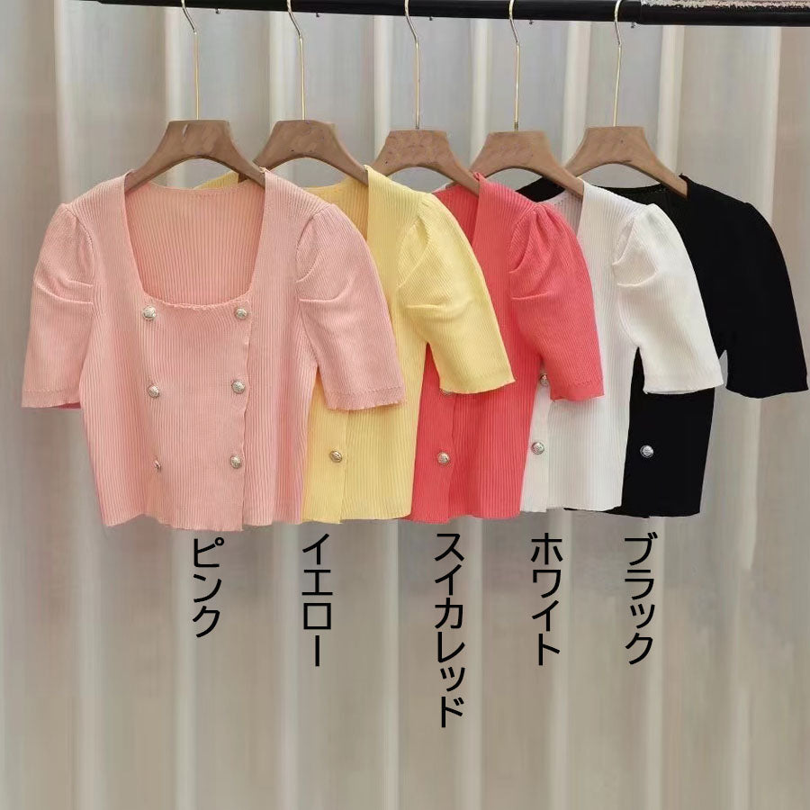 Shopping Go Knit Women's Short Sleeve Collared Knit Summer Knit V-Neck Spring/Summer Tops Cut and Sew Daily Collared Rib T-Shirt Korean Fashion