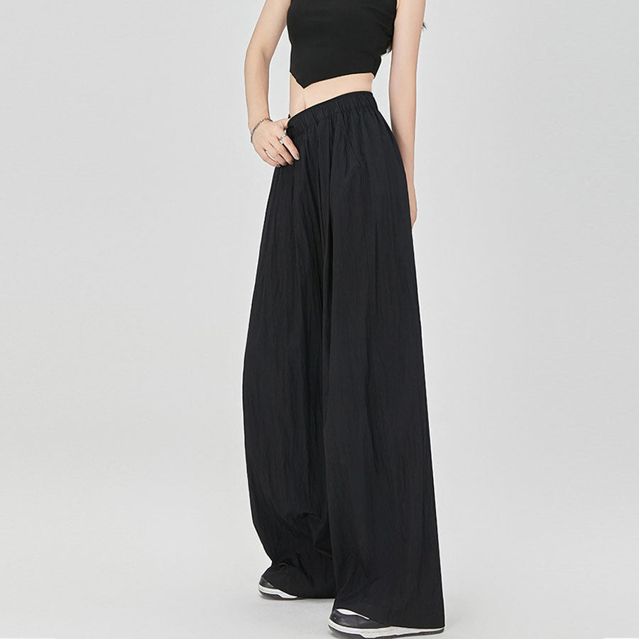Shopping Go summer clothes wide pants summer pants straight waist elastic pants trousers loose bottoms gaucho pants simple basic