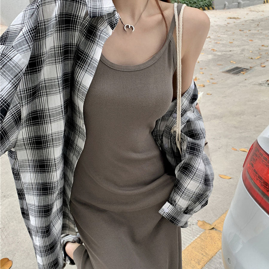 ショッピングゴー shoppinggo ニットワンピース ノースリーブ ニット キャミワンピース レディース キャミソール 無地 シンプル セクシー きれいめ 上品 マキシ丈