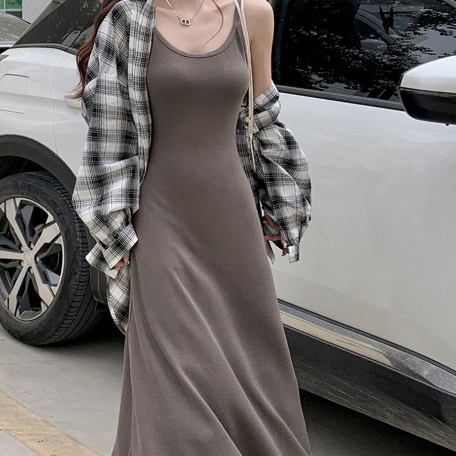 ショッピングゴー shoppinggo ニットワンピース ノースリーブ ニット キャミワンピース レディース キャミソール 無地 シンプル セクシー きれいめ 上品 マキシ丈