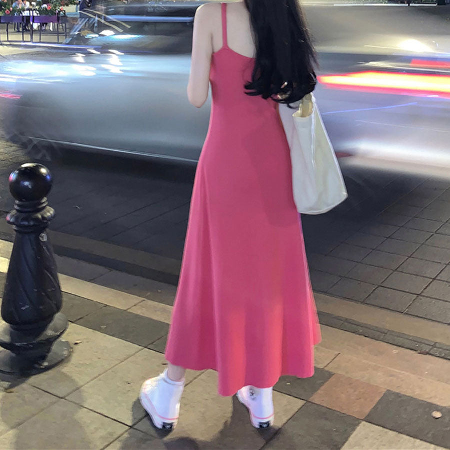 ショッピングゴー shoppinggo ニットワンピース ノースリーブ ニット キャミワンピース レディース キャミソール 無地 シンプル セクシー きれいめ 上品 マキシ丈