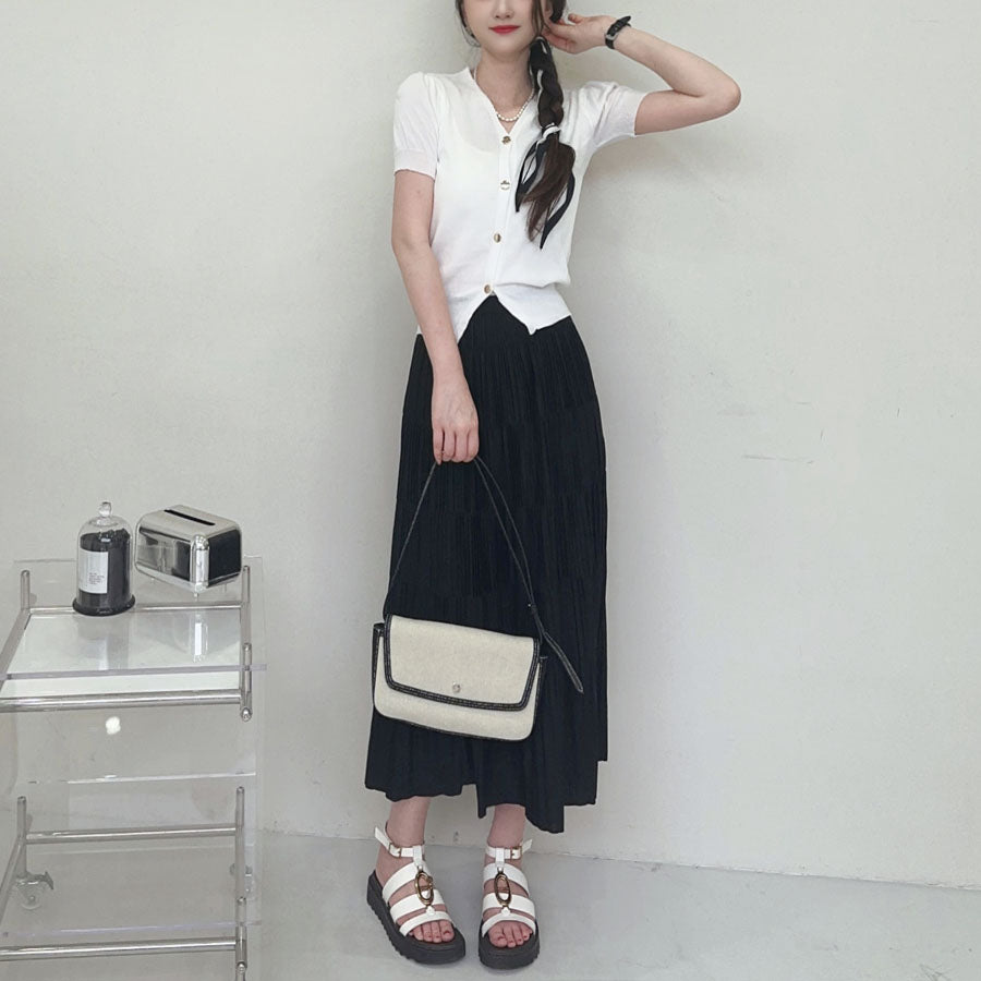 ショッピングゴー shoppinggo サマーニット プリーツスカート 2点セットアップ 上下セット 夏 レディースファッション ツーピースセット ゆったり オフィスカジュアル 大人コーデ