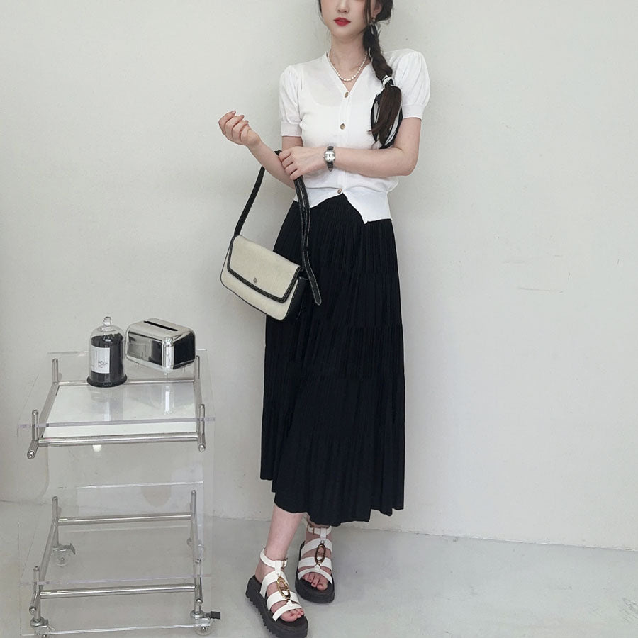 ショッピングゴー shoppinggo サマーニット プリーツスカート 2点セットアップ 上下セット 夏 レディースファッション ツーピースセット ゆったり オフィスカジュアル 大人コーデ