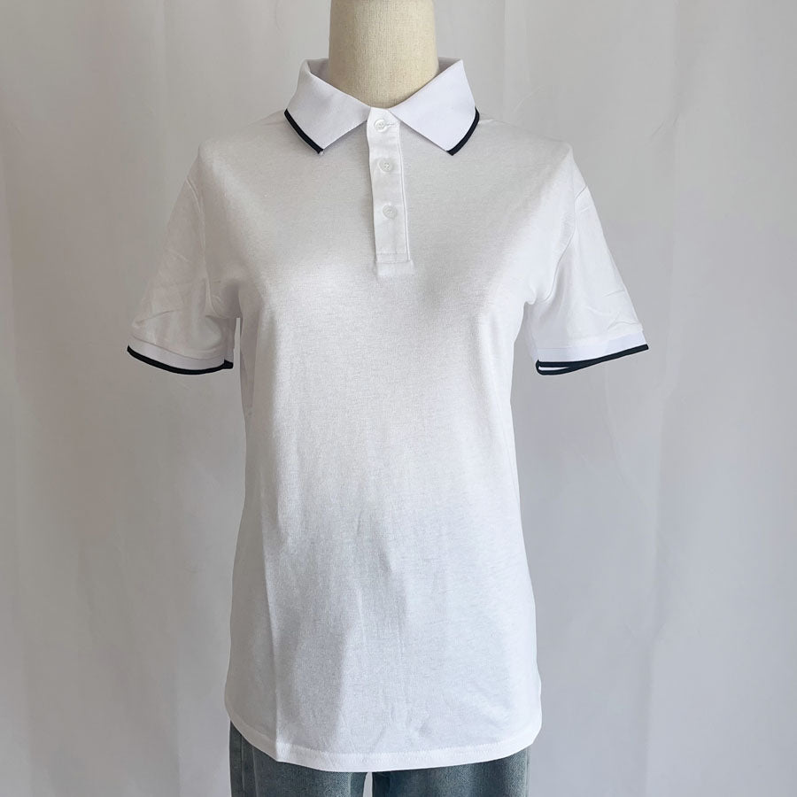 Shopping go Shoppinggo 配色立領短袖T卹polo衫短版女短袖上衣春夏上衣立領羅紋短袖羅紋T卹領子剪裁縫製
