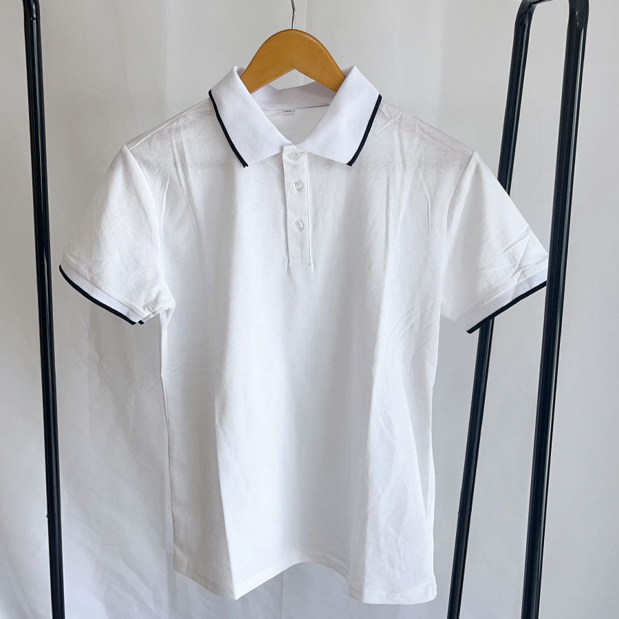 Shopping go Shoppinggo 配色立領短袖T卹polo衫短版女短袖上衣春夏上衣立領羅紋短袖羅紋T卹領子剪裁縫製