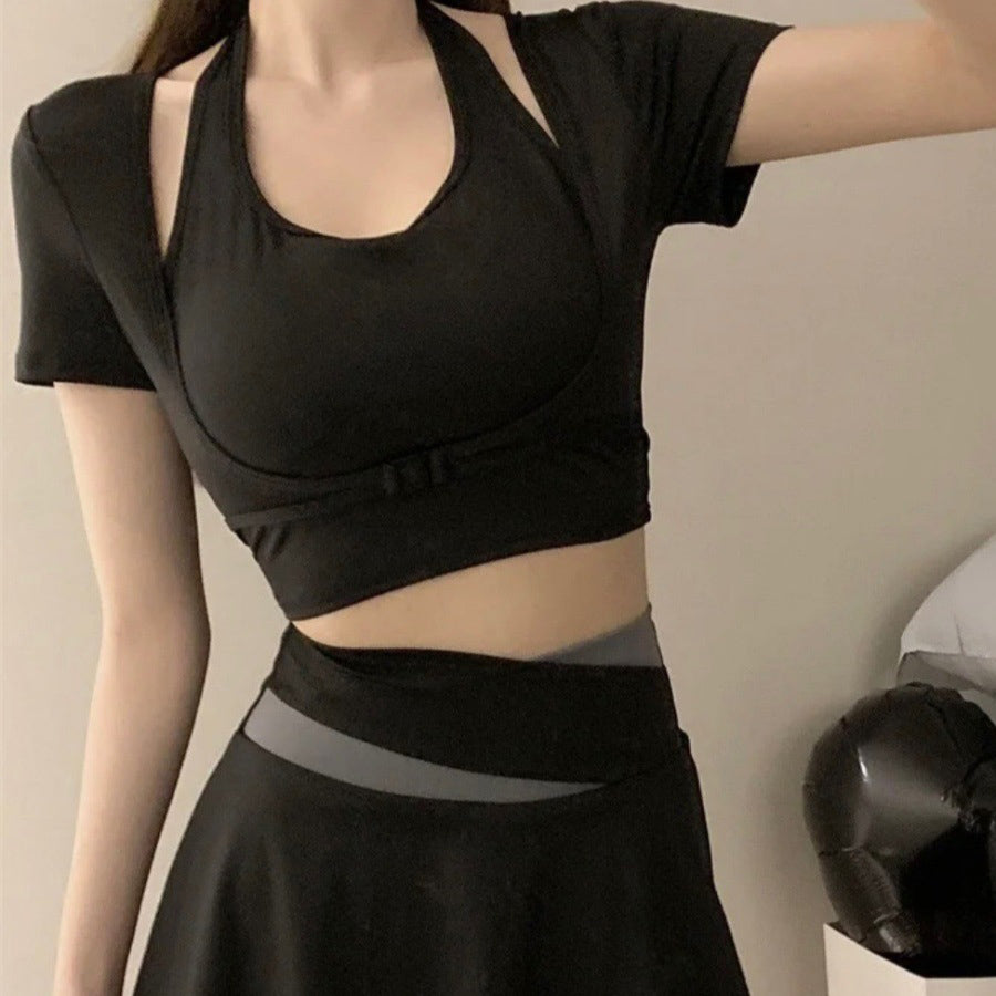 Shoppinggo 女款健身泳衣兩件分體游泳連身罩上下套裝瑜珈服運動服熱瑜珈服兩棲【不可退貨商品】