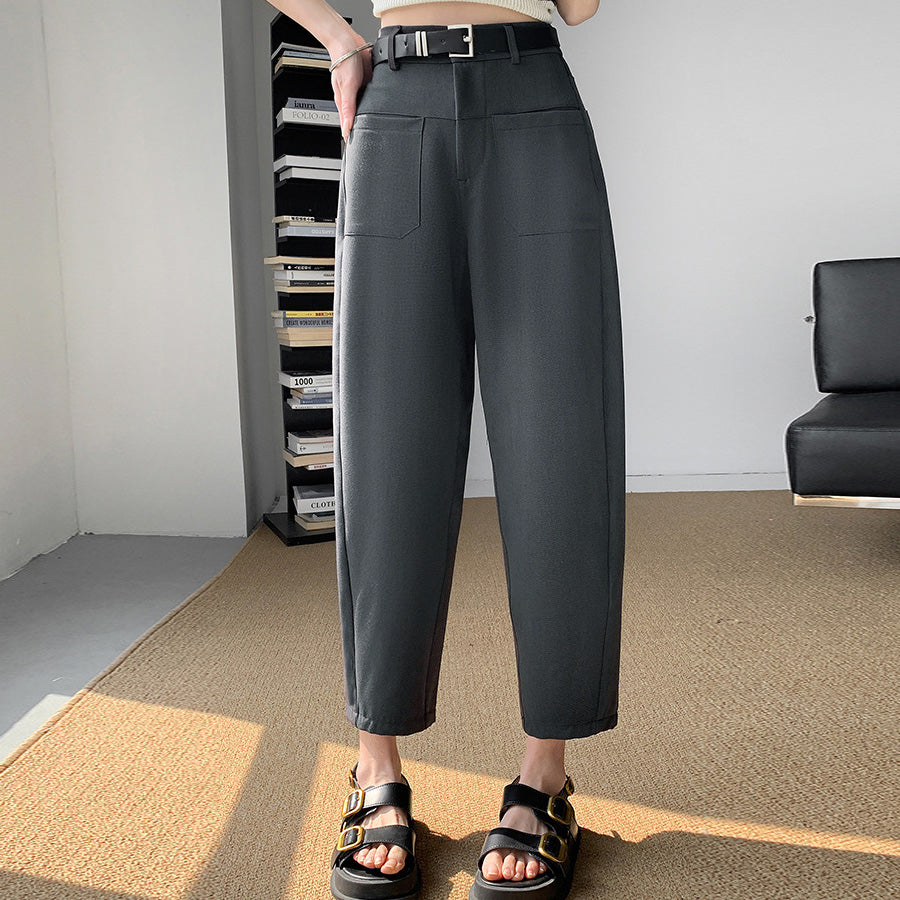 ショッピングゴー shoppinggo テーパードパンツ アンクル丈 細型 リラックスパンツ カジュアルパンツ 無地 ゆるい 体型カバー ウエストゴム ロングパンツ