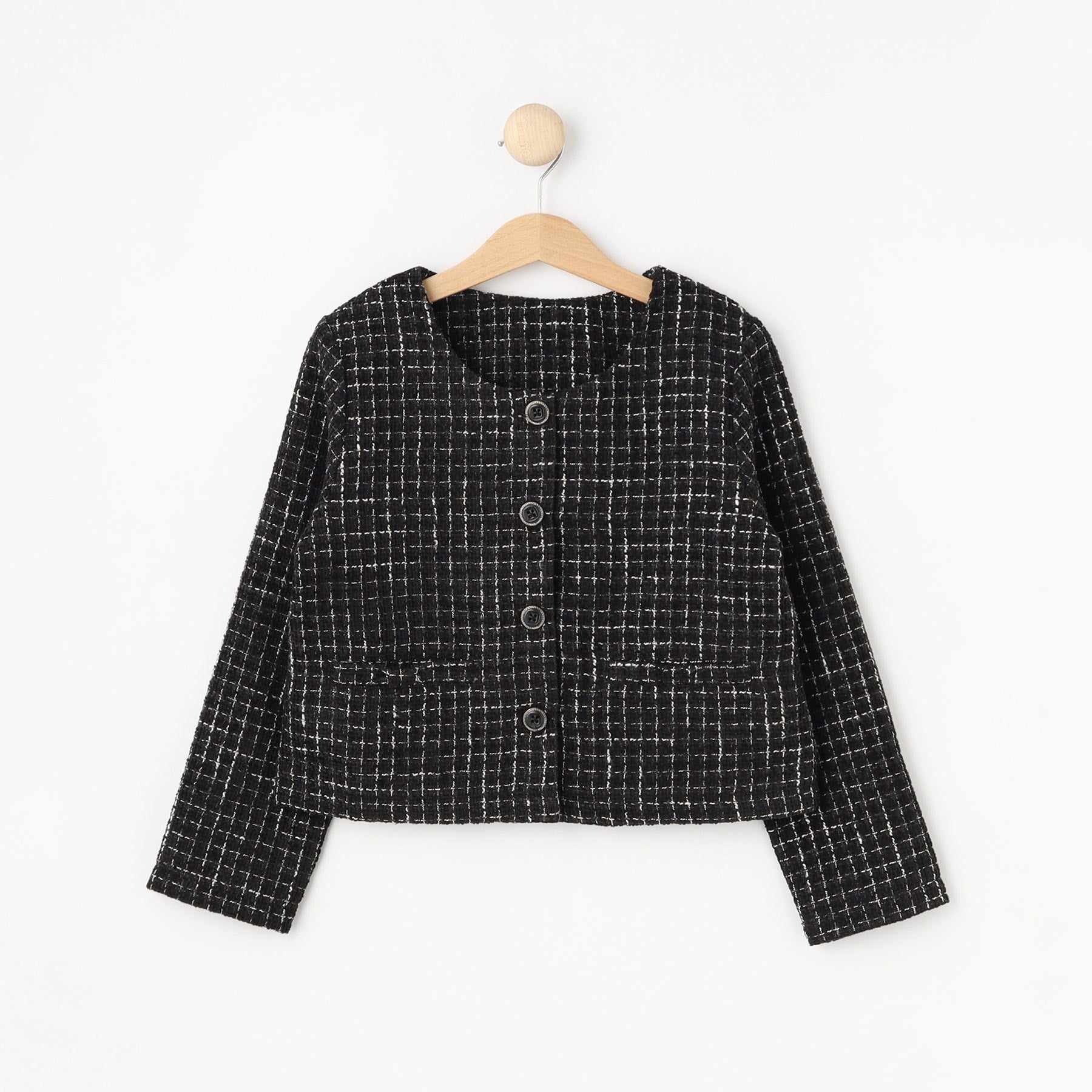 シューラルー キッズ SHOO・LA・RUE/Kids 【プチセレ】ツイードジャケット,ブラック(019)