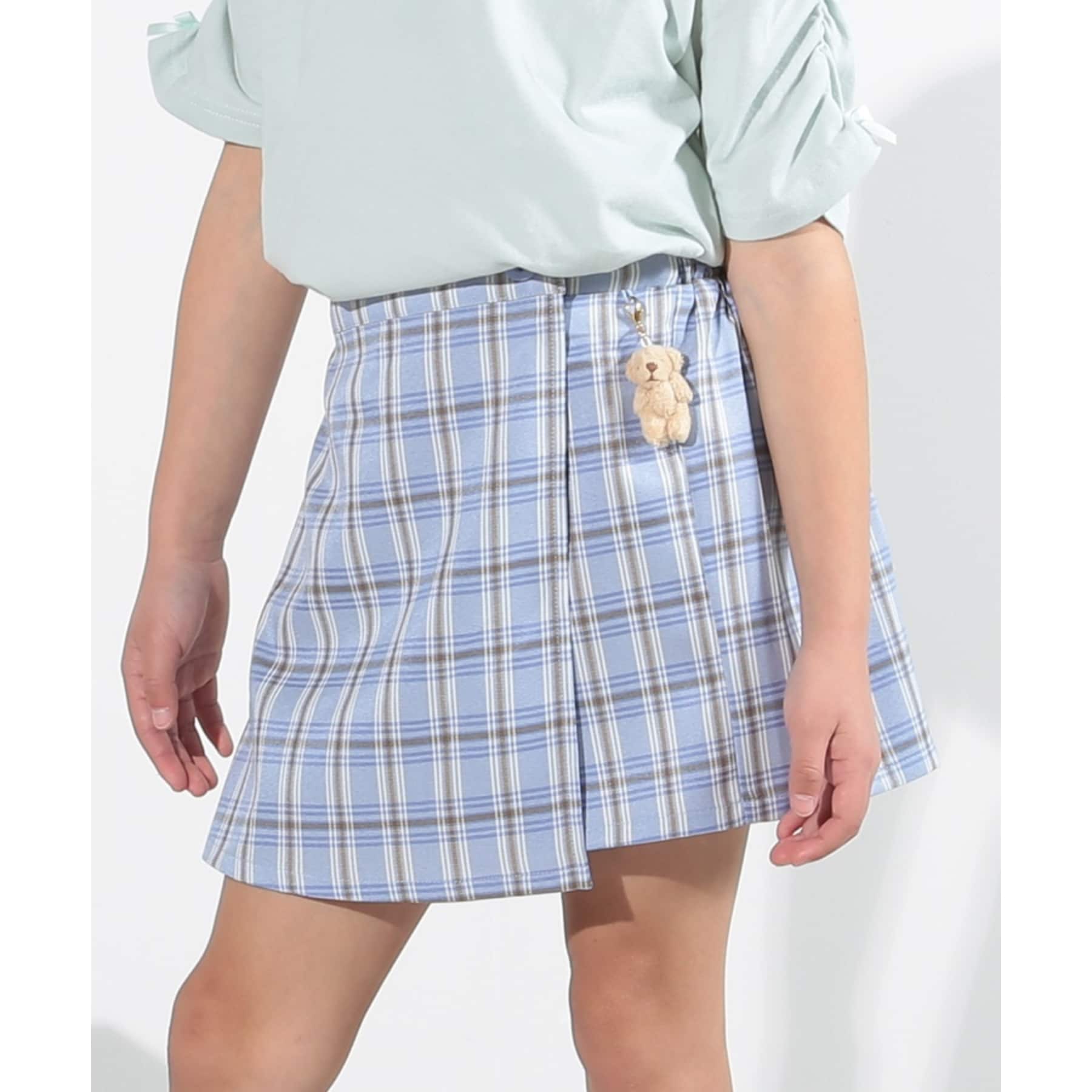 SHOO・LA・RUE Kids Check skirt and pants with bear charm