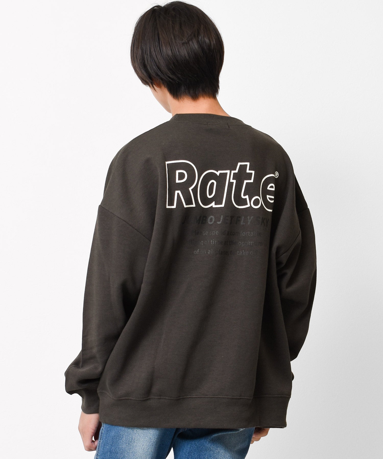 ラット エフェクト RAT EFFECT 裏起毛バックロゴプリントトレーナー,チャコール