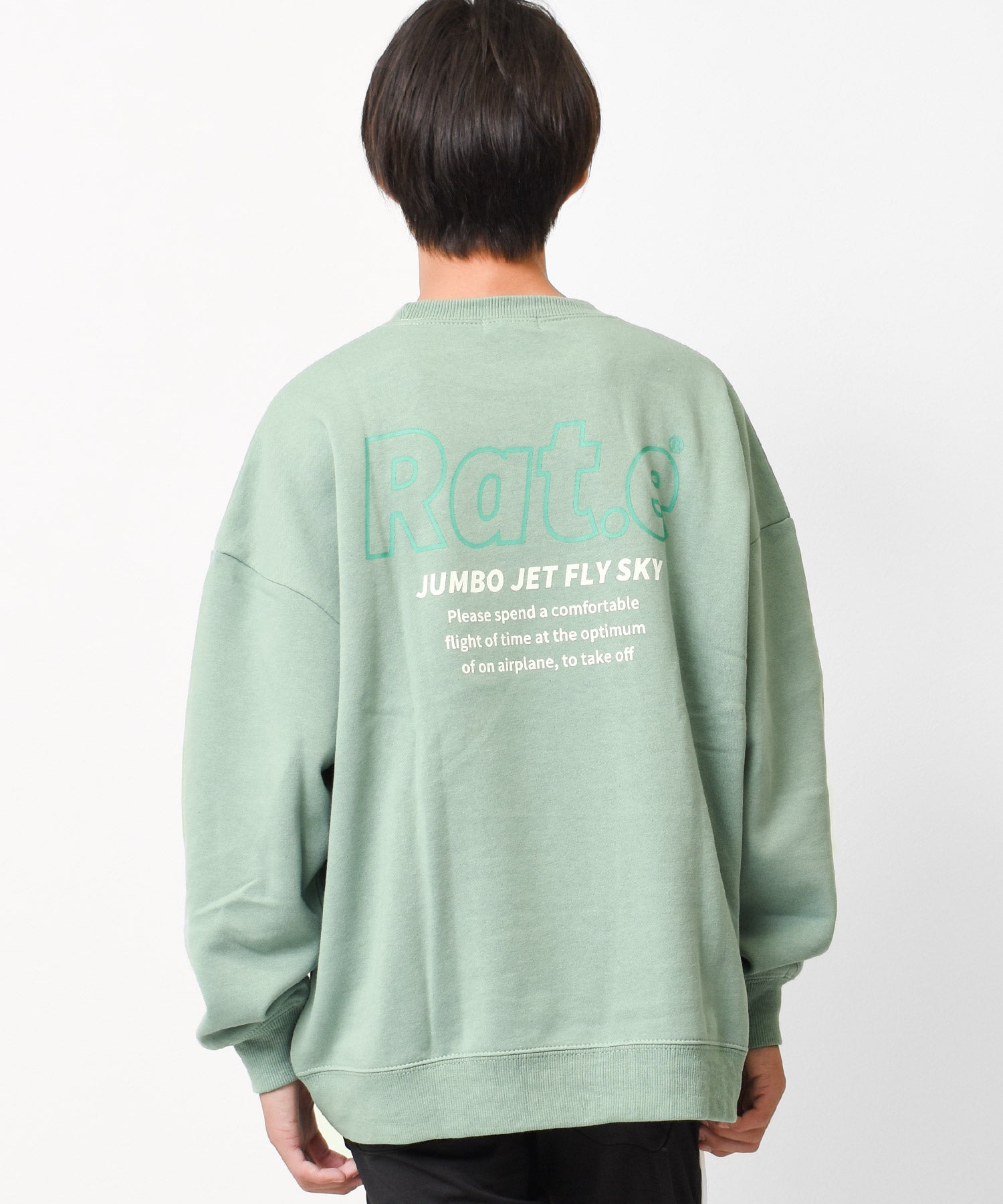 ラット エフェクト RAT EFFECT 裏起毛バックロゴプリントトレーナー,グリーン