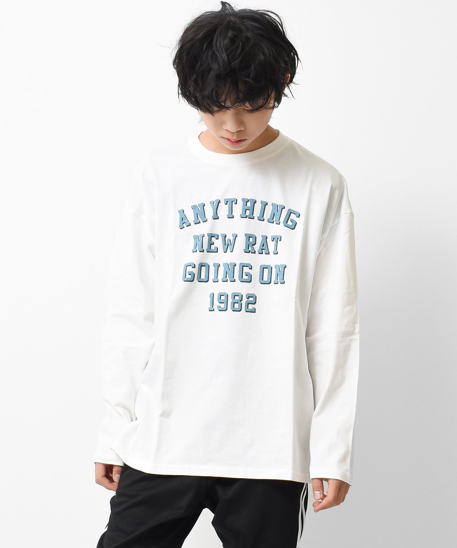 ラット エフェクト RAT EFFECT アーチロゴプリントロングTシャツ,オフホワイト