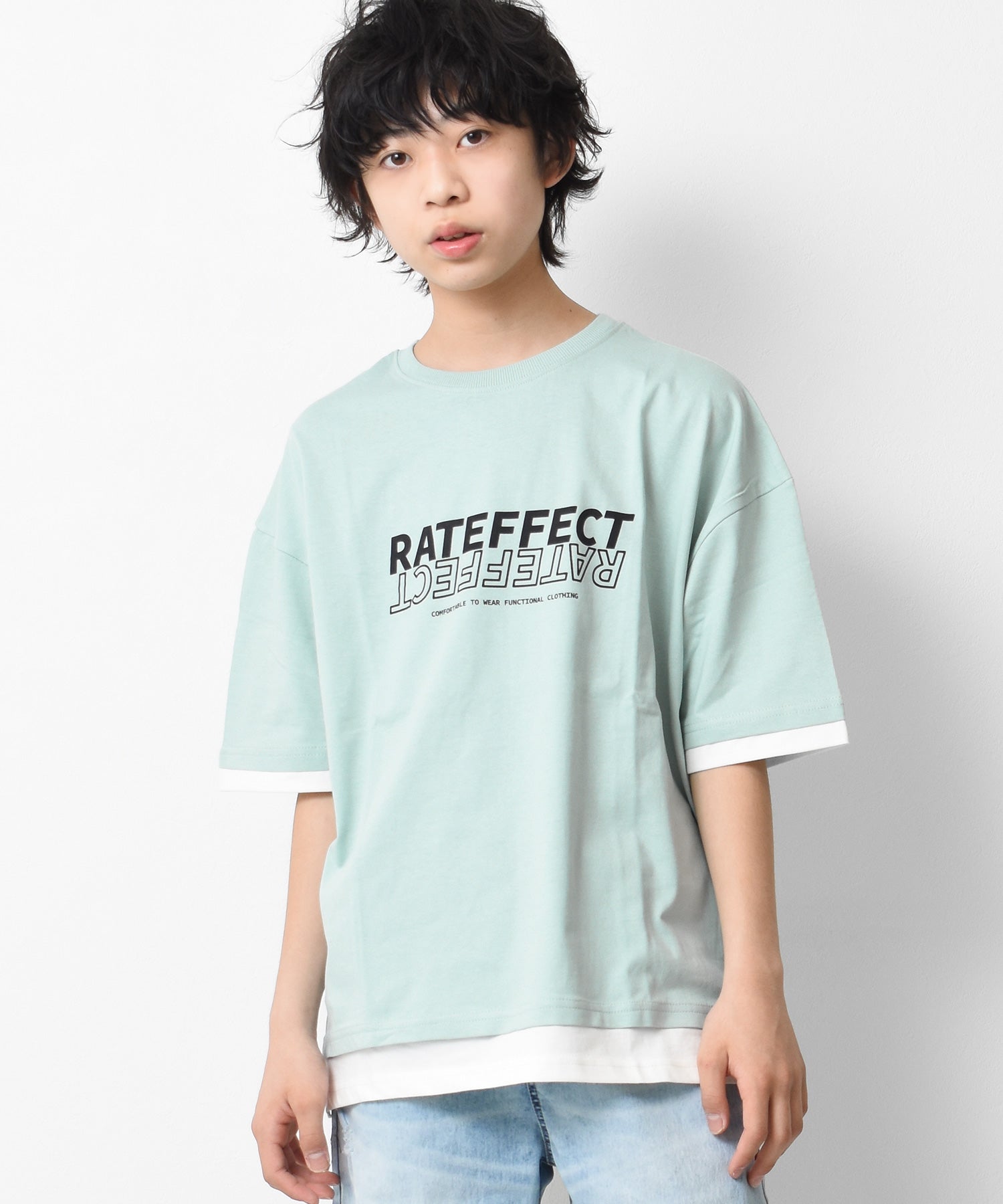 ラット エフェクト RAT EFFECT レイヤード風プリントTシャツ (グリーン) グリーン