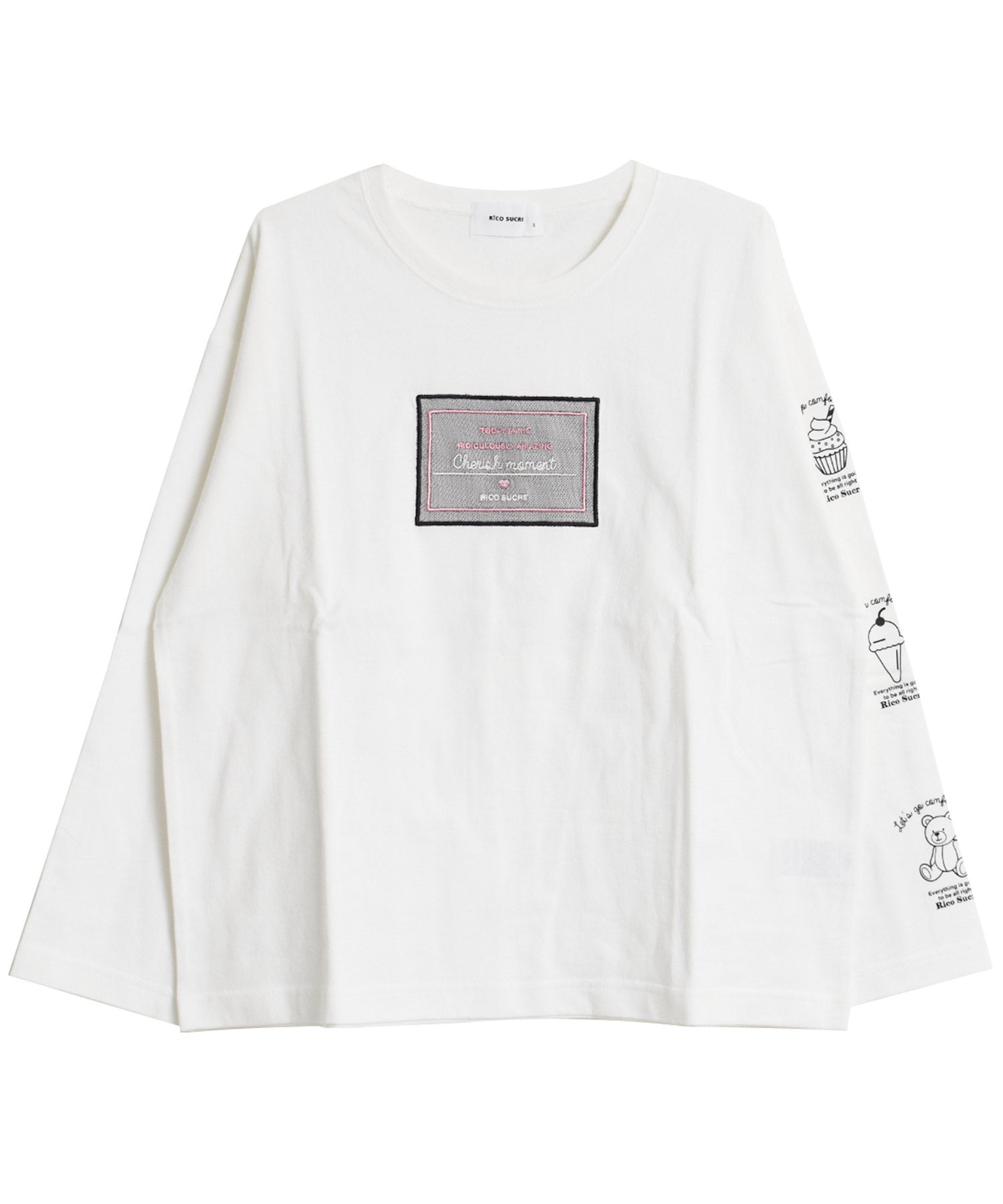リコ シュクレ RiCO SUCRE チュールボックスアップリケロングTシャツ