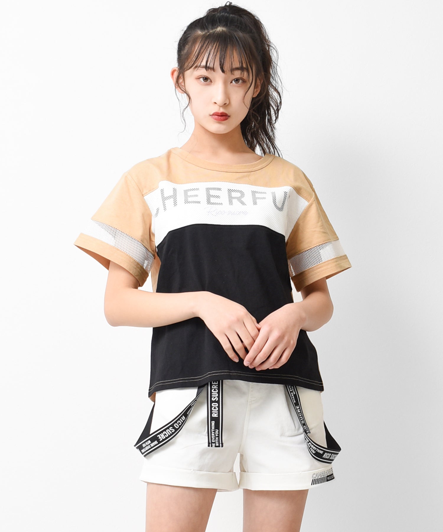 リコ シュクレ RiCO SUCRE 3段切り替えバッククロスTシャツ