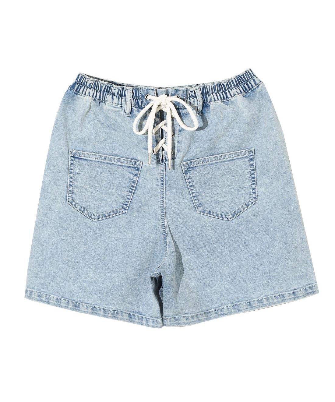 リコ シュクレ RiCO SUCRE バックレースアップデニムショートパンツ