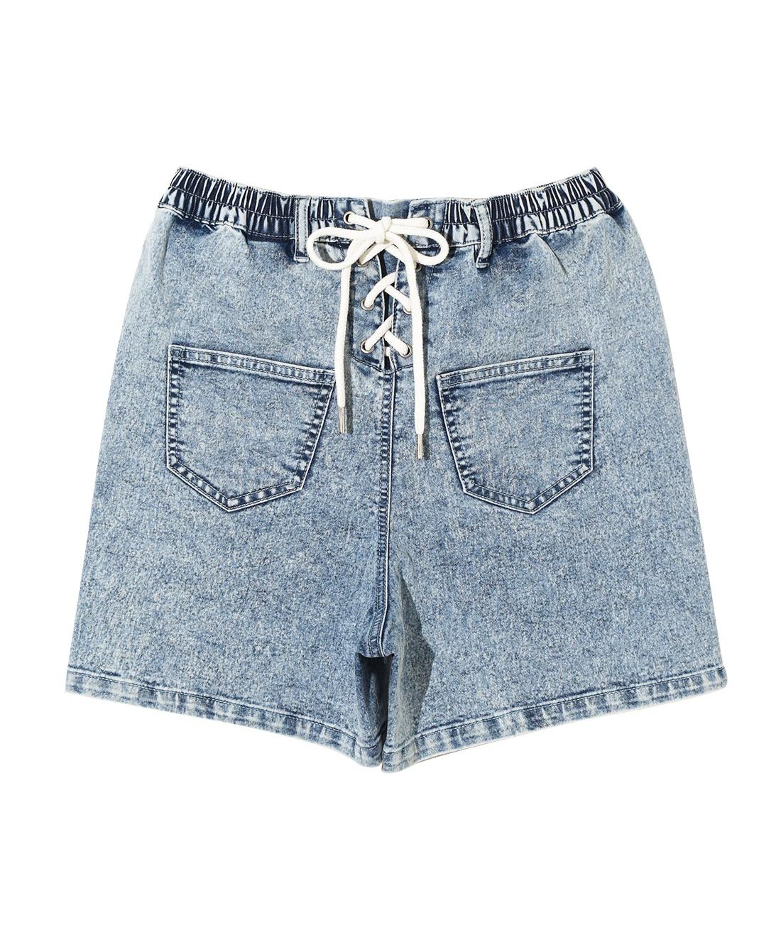 リコ シュクレ RiCO SUCRE バックレースアップデニムショートパンツ