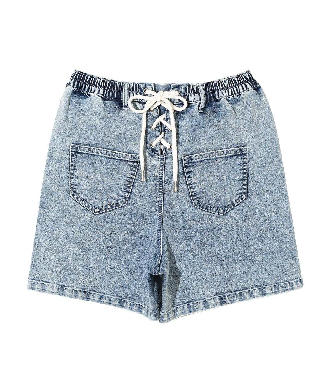 リコ シュクレ RiCO SUCRE バックレースアップデニムショートパンツ