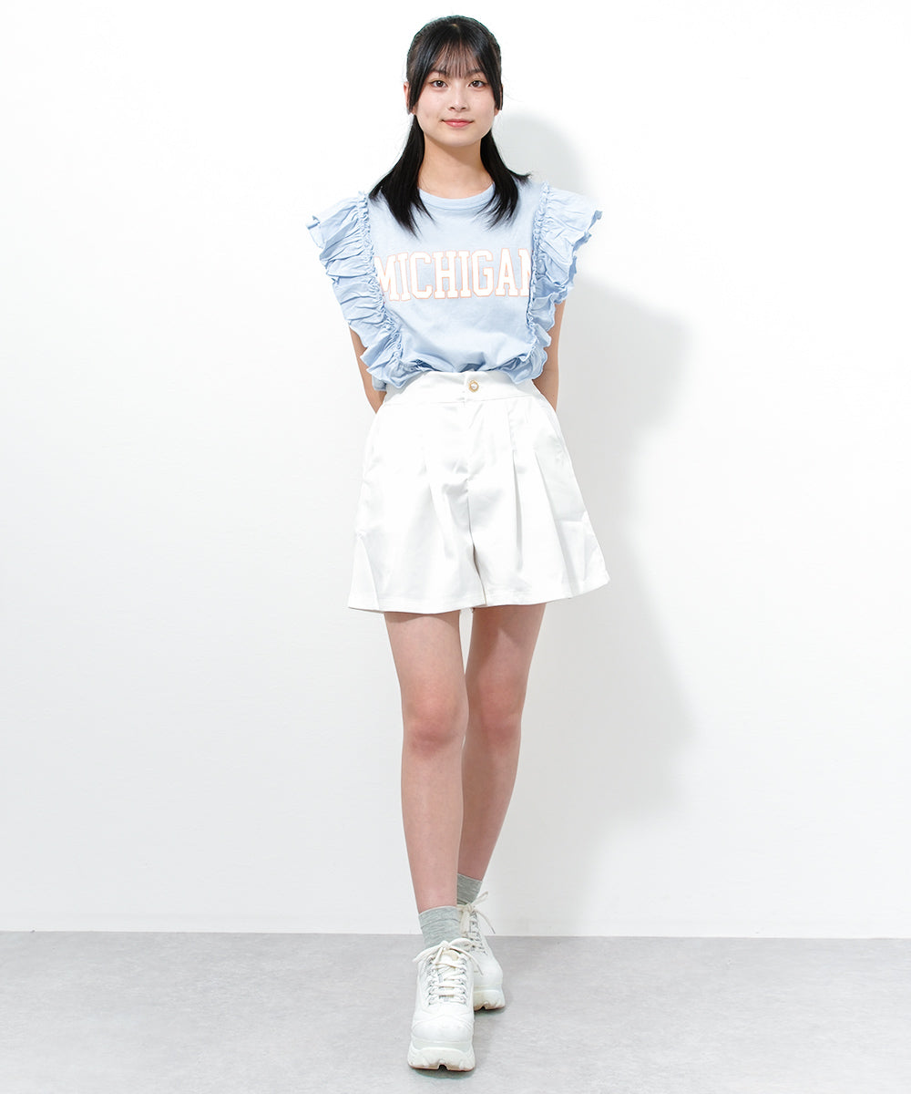 リコ シュクレ RiCO SUCRE タックフレアショートパンツ