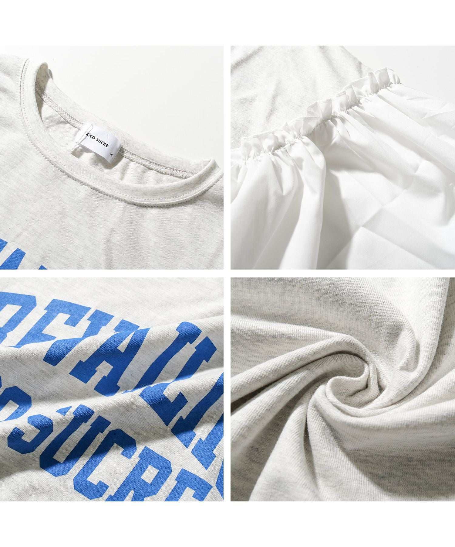 リコ シュクレ RiCO SUCRE カレッジロゴ袖フレアTシャツ