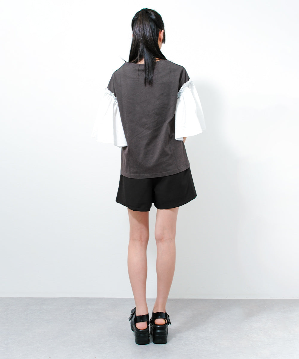 リコ シュクレ RiCO SUCRE カレッジロゴ袖フレアTシャツ