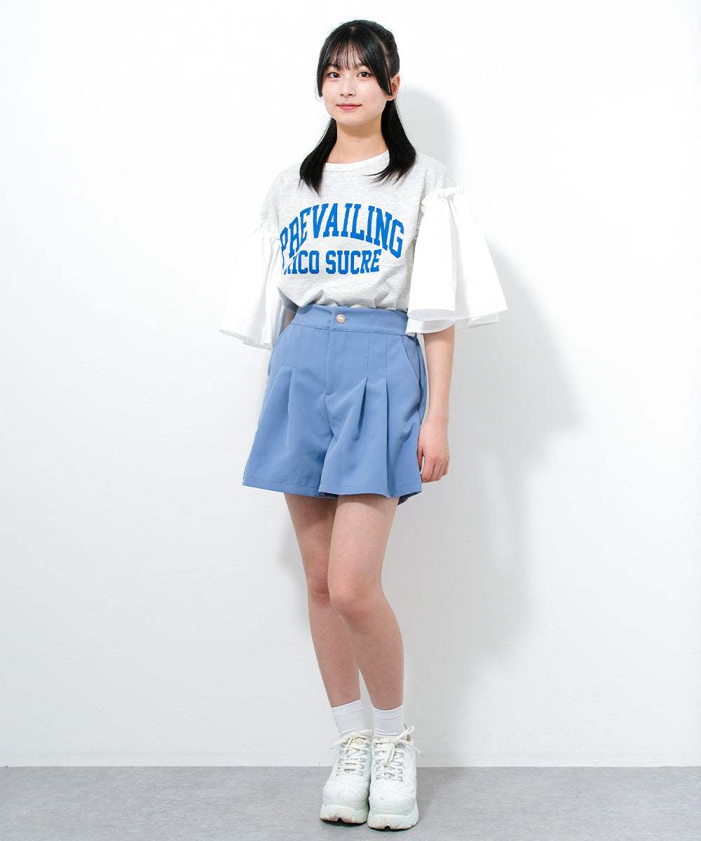 リコ シュクレ RiCO SUCRE カレッジロゴ袖フレアTシャツ