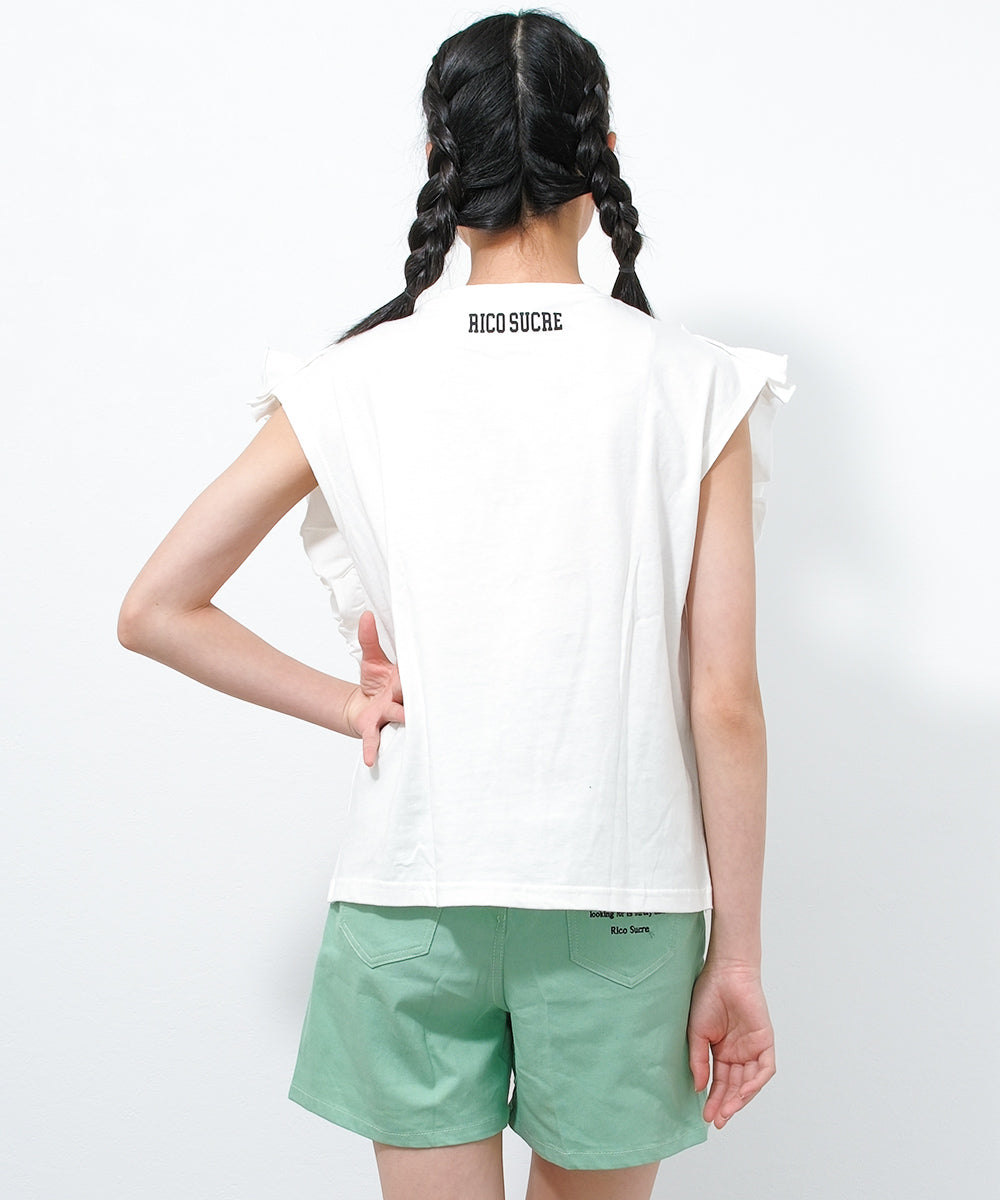 リコ シュクレ RiCO SUCRE カレッジロゴフリルTシャツ