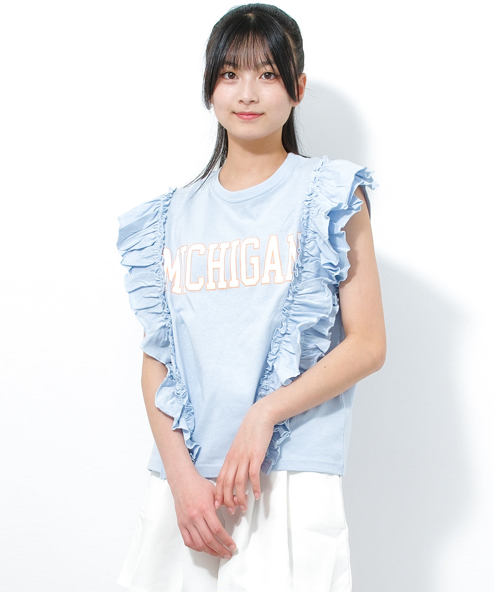 リコ シュクレ RiCO SUCRE カレッジロゴフリルTシャツ