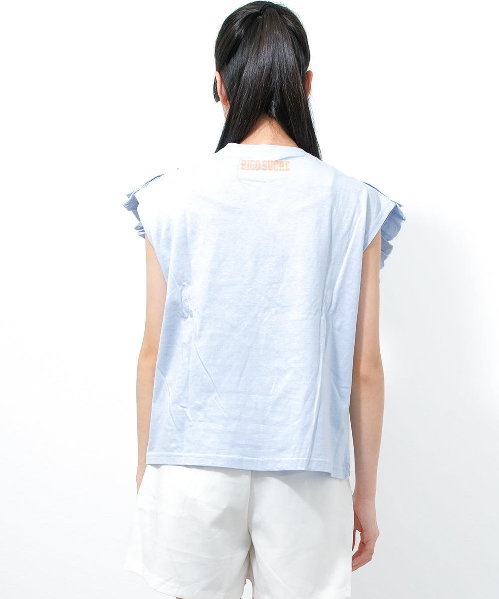 リコ シュクレ RiCO SUCRE カレッジロゴフリルTシャツ