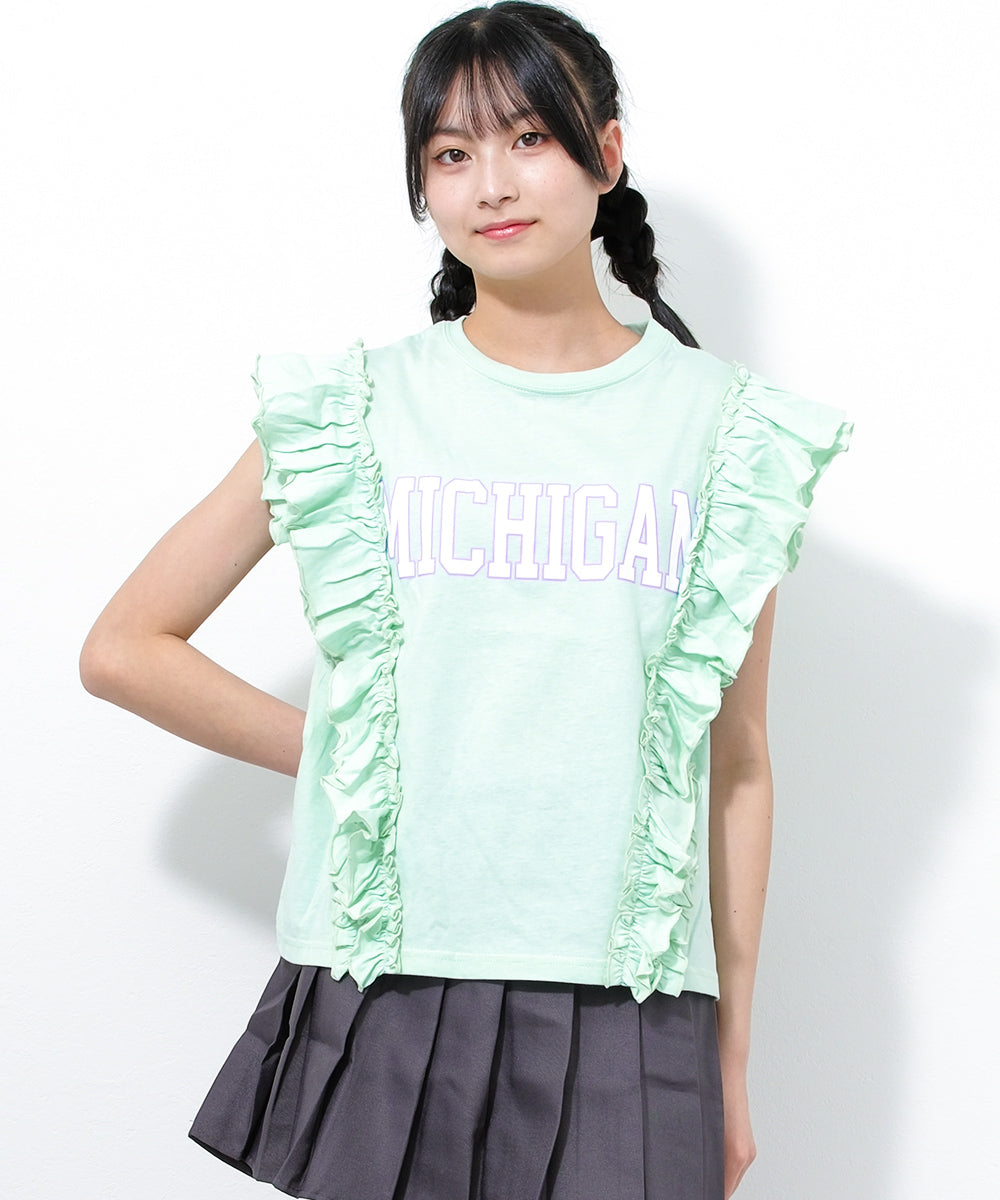 リコ シュクレ RiCO SUCRE カレッジロゴフリルTシャツ